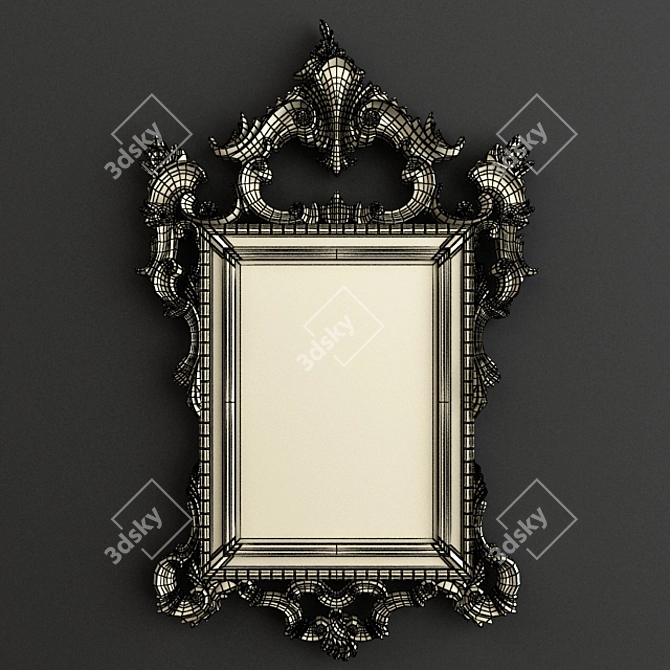 Elegant Italian Rococo Mirror Frame 3D model image 3
