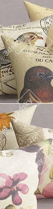 Elegant Decorative Throw Pillows 3D model image 2