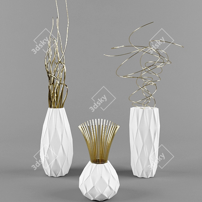 Elegant White Bronze Vase 3D model image 1