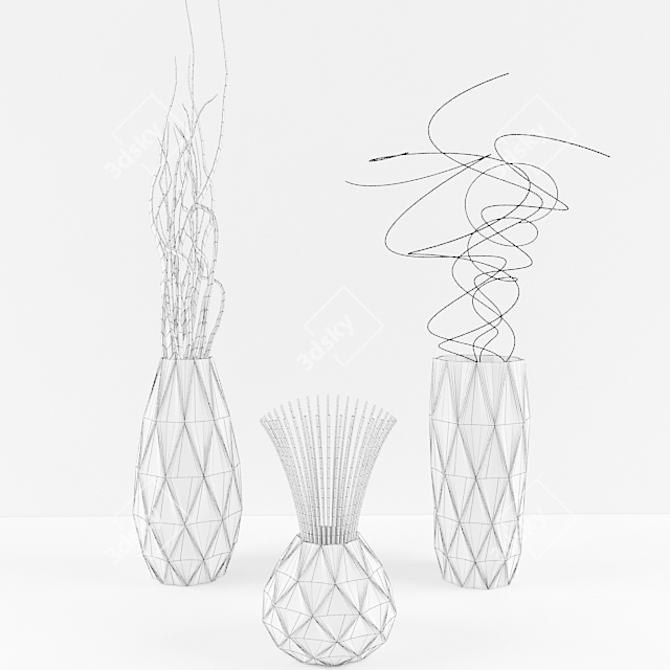 Elegant White Bronze Vase 3D model image 2