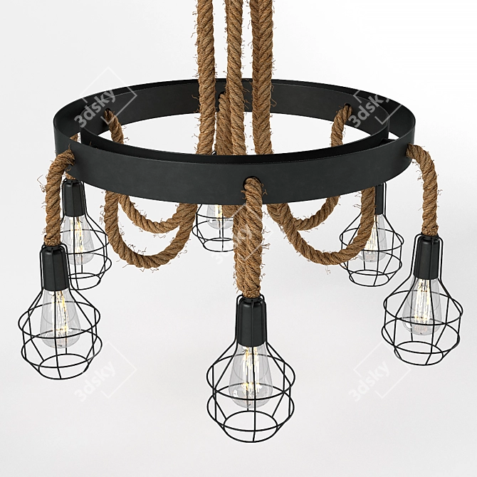 Rustic Rope Cage Chandelier 3D model image 3