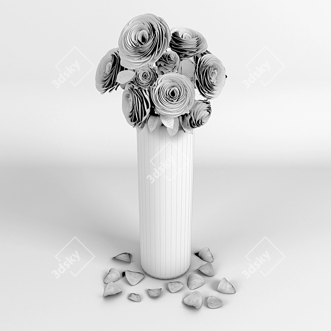 Elegant Red Rose Bouquet 3D model image 2