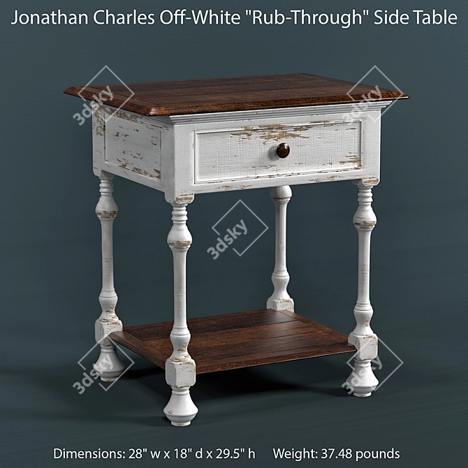 Farmhouse Chic Rub-Through Side Table 3D model image 1