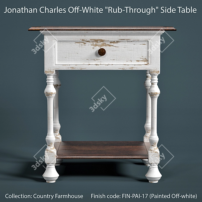 Farmhouse Chic Rub-Through Side Table 3D model image 2