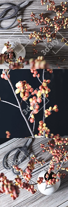 Rustic Berry Branches Set 3D model image 2