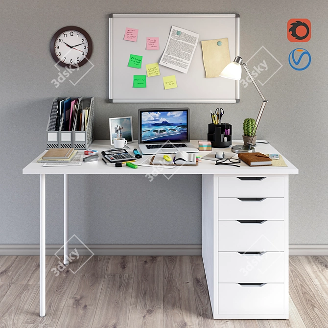 Sleek Office Essentials Set 3D model image 1