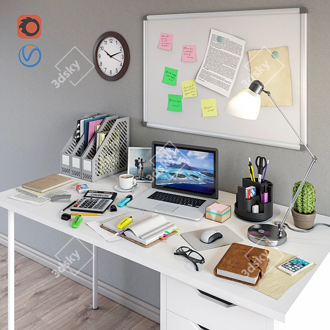 Sleek Office Essentials Set 3D model image 2