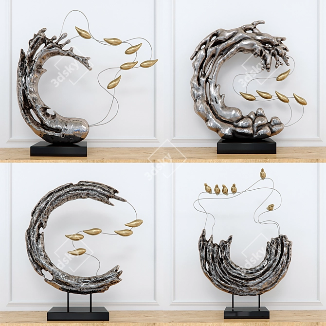 Abstract Birds Resin Sculpture 3D model image 1