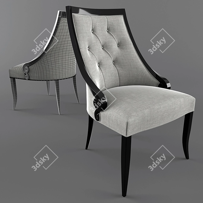 Elegant Solid Wood Chair 3D model image 1