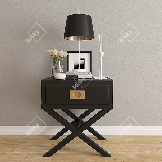 Elegant Nightstand Decor Set 3D model image 3