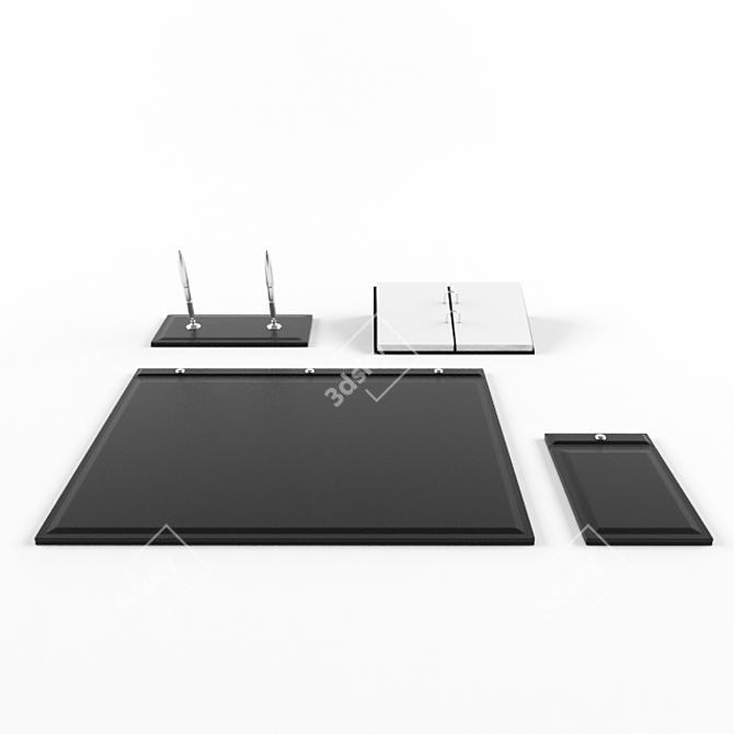 Premium Leather Desk Set 3D model image 1