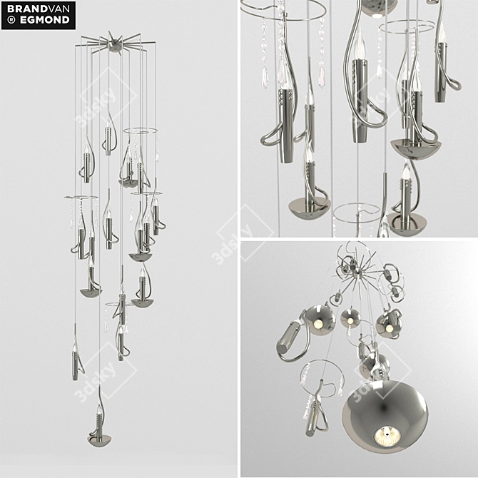 Crystal Floating Candles Chandelier 3D model image 1