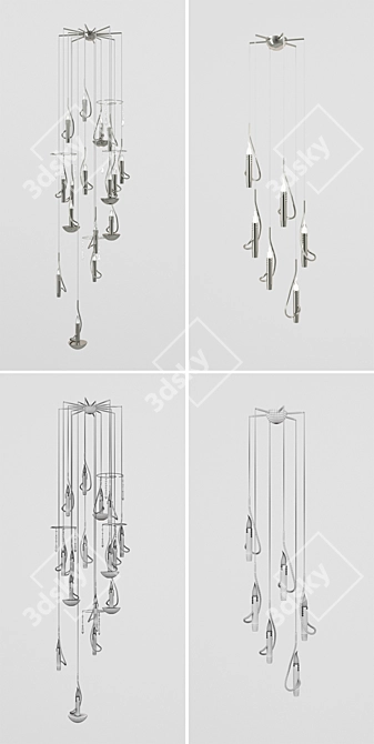 Crystal Floating Candles Chandelier 3D model image 2