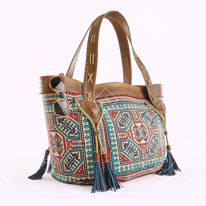 Vintage Bohemian Hippie Bag 3D model image 1