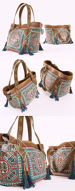 Vintage Bohemian Hippie Bag 3D model image 2