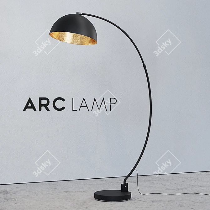 Sleek Black Arc Floor Lamp 3D model image 1