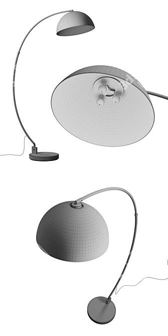 Sleek Black Arc Floor Lamp 3D model image 3