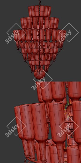 Bottle Stacked Chandelier 3D model image 3