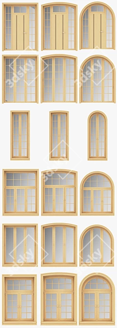 Panoramic Arched Windows Set 3D model image 2