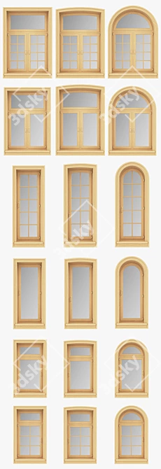 Panoramic Arched Windows Set 3D model image 3