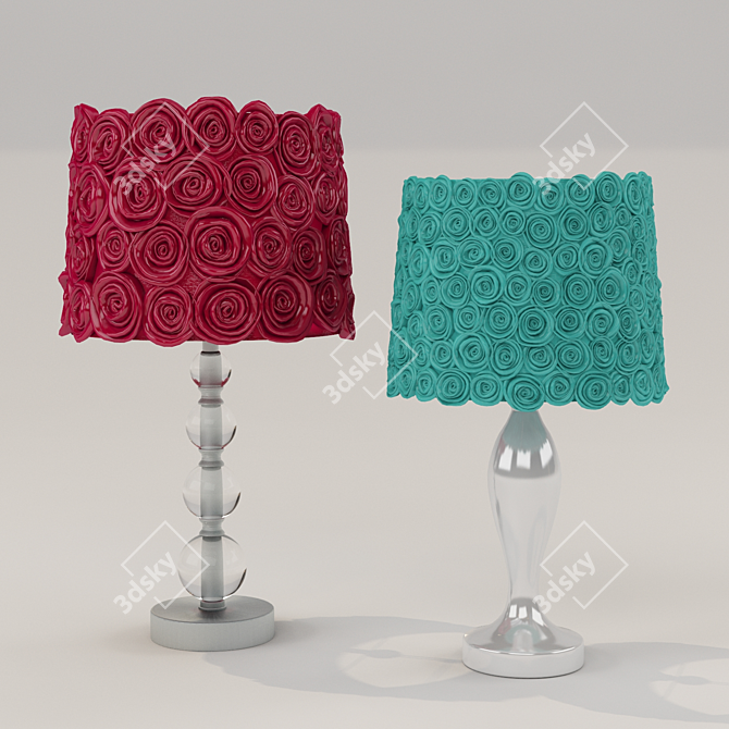 Elegant Shabby Chic Lampshades 3D model image 1