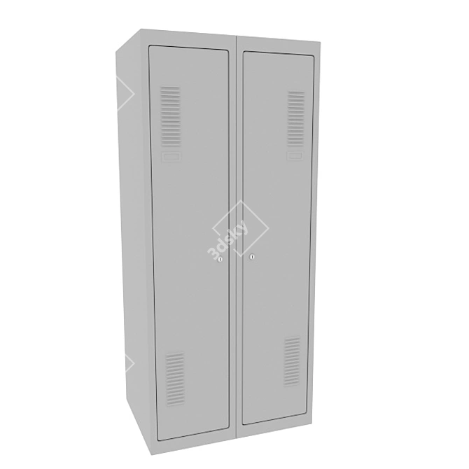 Steel Locker: Secure Storage for Personal Belongings 3D model image 2