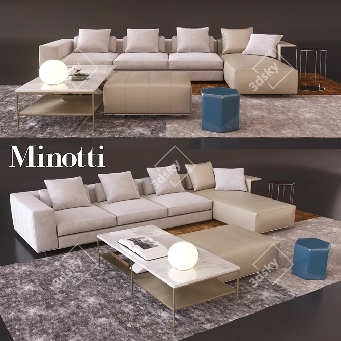 Elegant Minotti Freeman Sofa 3D model image 1