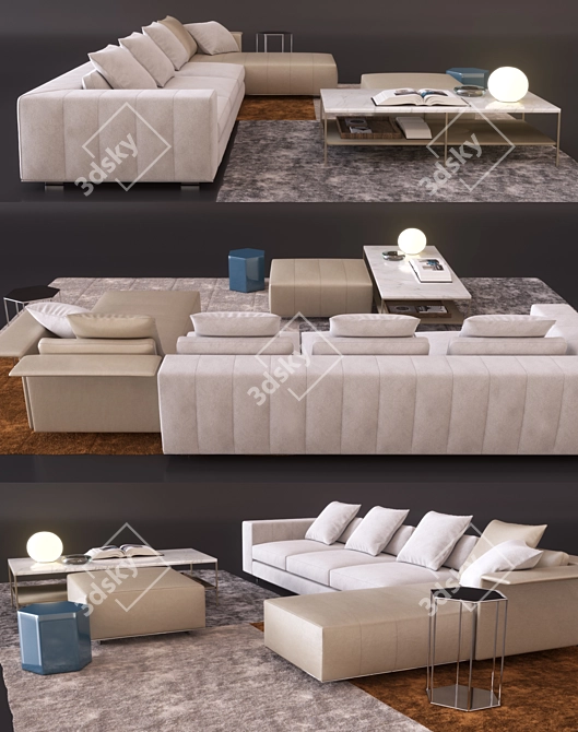 Elegant Minotti Freeman Sofa 3D model image 2