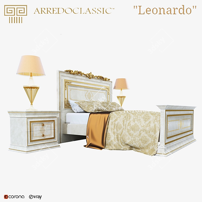 Luxury Leonardo Bed Set by Arredoclassic 3D model image 1