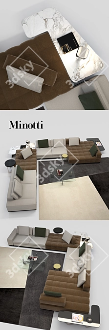 Sophisticated Minotti Lawrence Seating System 3D model image 2