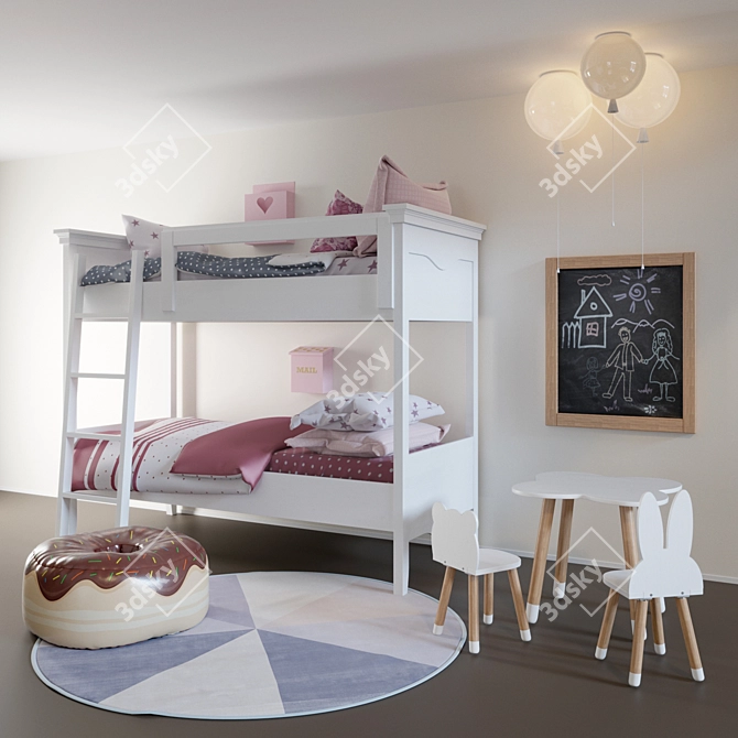 Fun & Functional Children's Furniture Set 3D model image 1