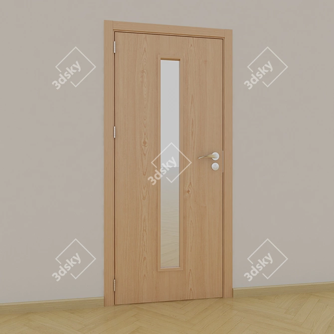 Elegant Glass-Centered Interior Door 3D model image 1