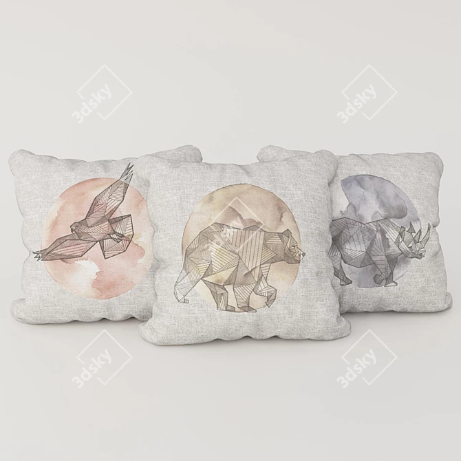 Cozy Linen Animal Pillow 3D model image 1