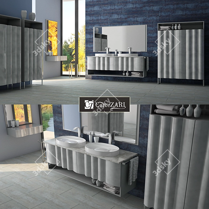 Zoe Gold Bathroom Furniture: Elegant Art Deco Style 3D model image 1