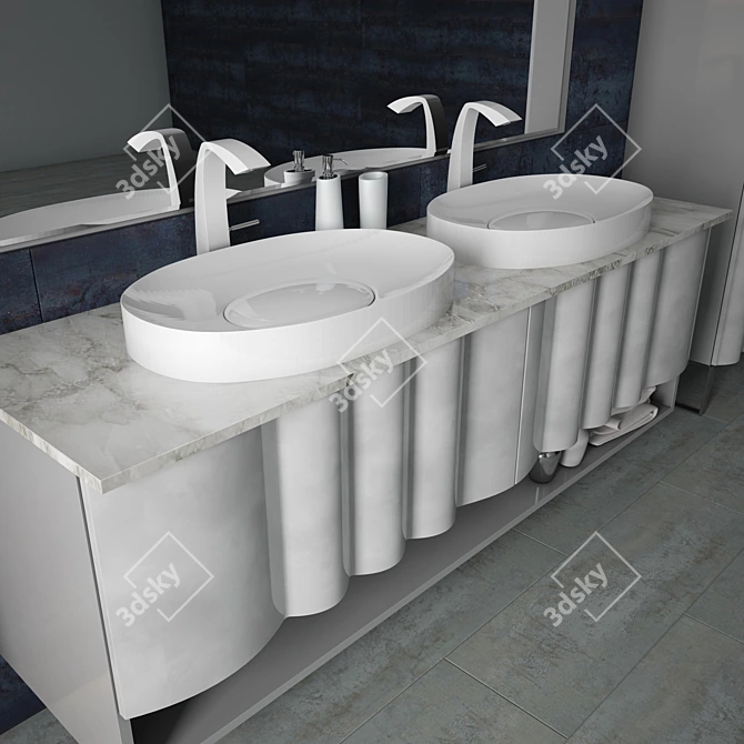 Zoe Gold Bathroom Furniture: Elegant Art Deco Style 3D model image 2