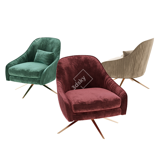 Roar + Rabbit Velvet Swivel Chair 3D model image 2