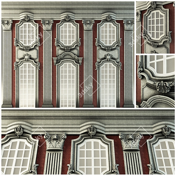 Classic Elegance: Building Facade 3D model image 1