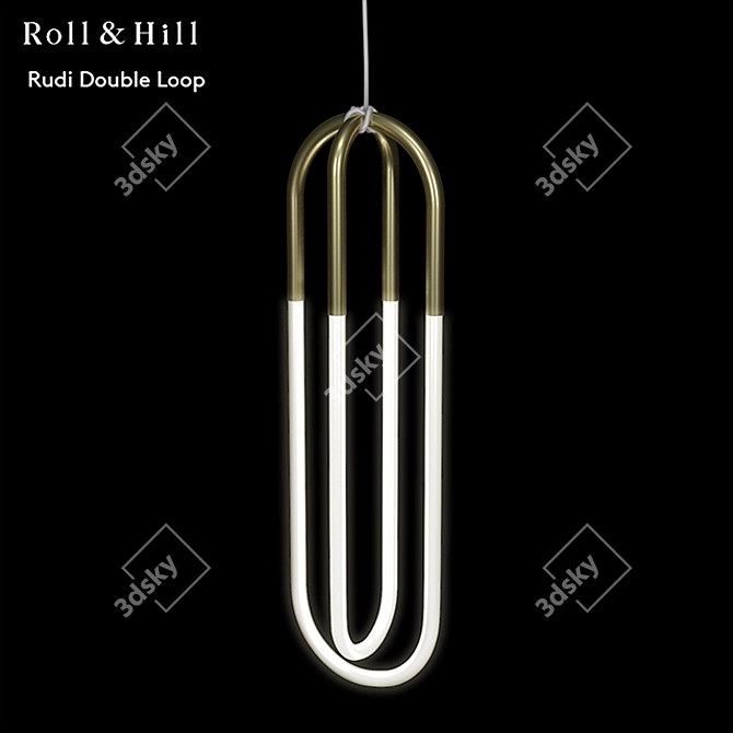 Satin Brass Double Loop Pendant 3D model image 1