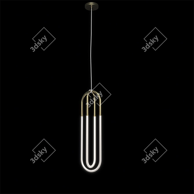 Satin Brass Double Loop Pendant 3D model image 2