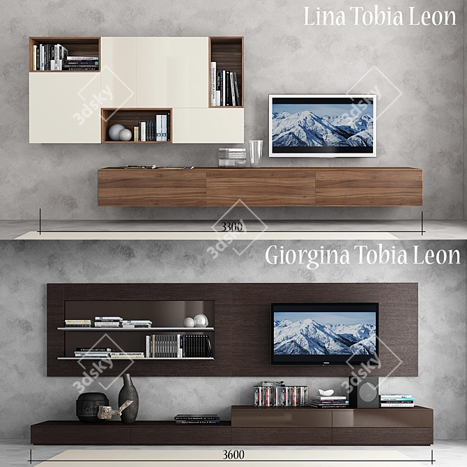 Jesse Open System: Customizable Italian Wall Units 3D model image 1