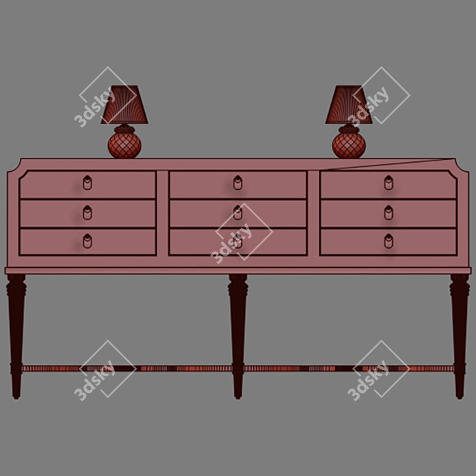 Robust Leather Aubree Console w/ 6 Drawers 3D model image 2