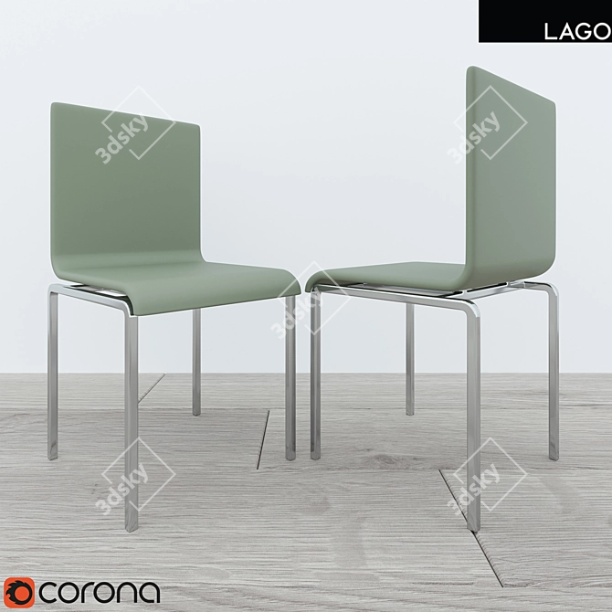 Modern Wood and Glass Table Set 3D model image 3