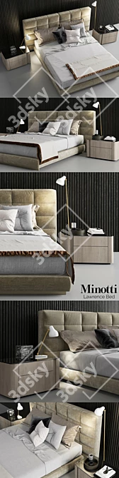 Elegant Minotti Lawrence Bed Set 3D model image 2