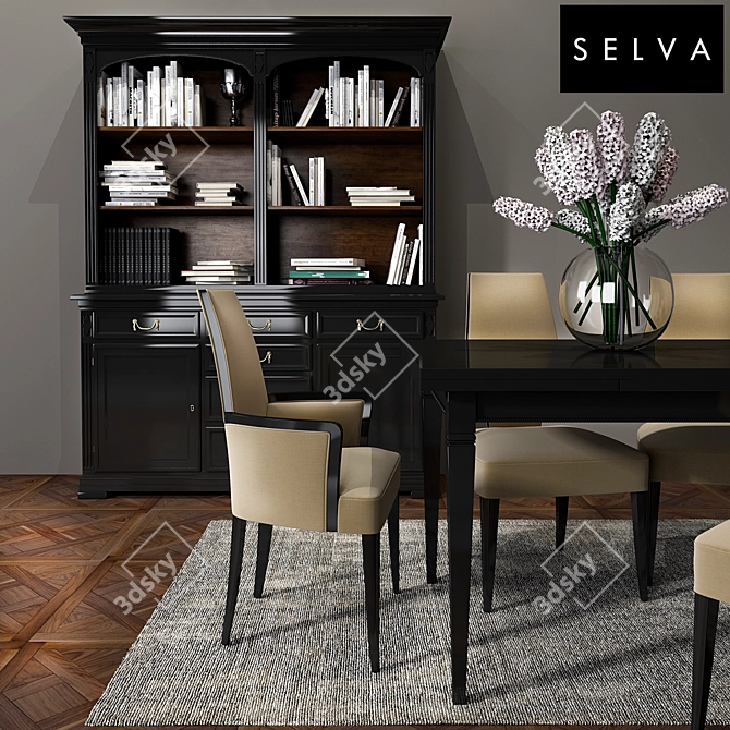 Elegant Selva Dining Set 3D model image 1