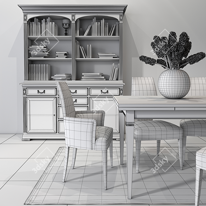 Elegant Selva Dining Set 3D model image 2