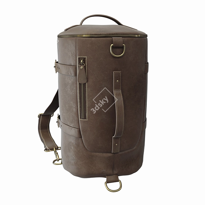 Classic Leather Travel Backpack 3D model image 1