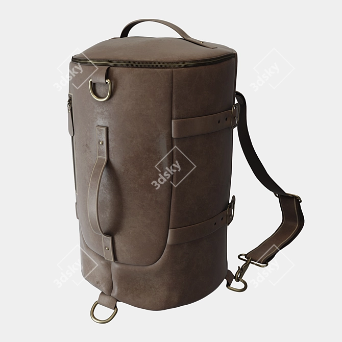 Classic Leather Travel Backpack 3D model image 2