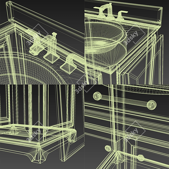 White Clochester 24" Vanity Set 3D model image 3