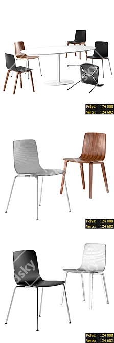 Versatile Set of 6 Designer Chairs 3D model image 3