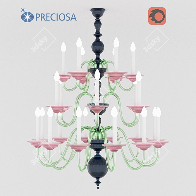 Elegant Eugene Glass Chandelier 3D model image 1